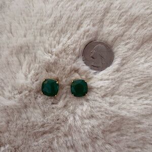 kate spade Deep Green Cushion-Cut Stud Earrings with Gold Prongs